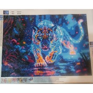 Finished 30 By 40 Cm Diamond Art Painting Blue Big Cat